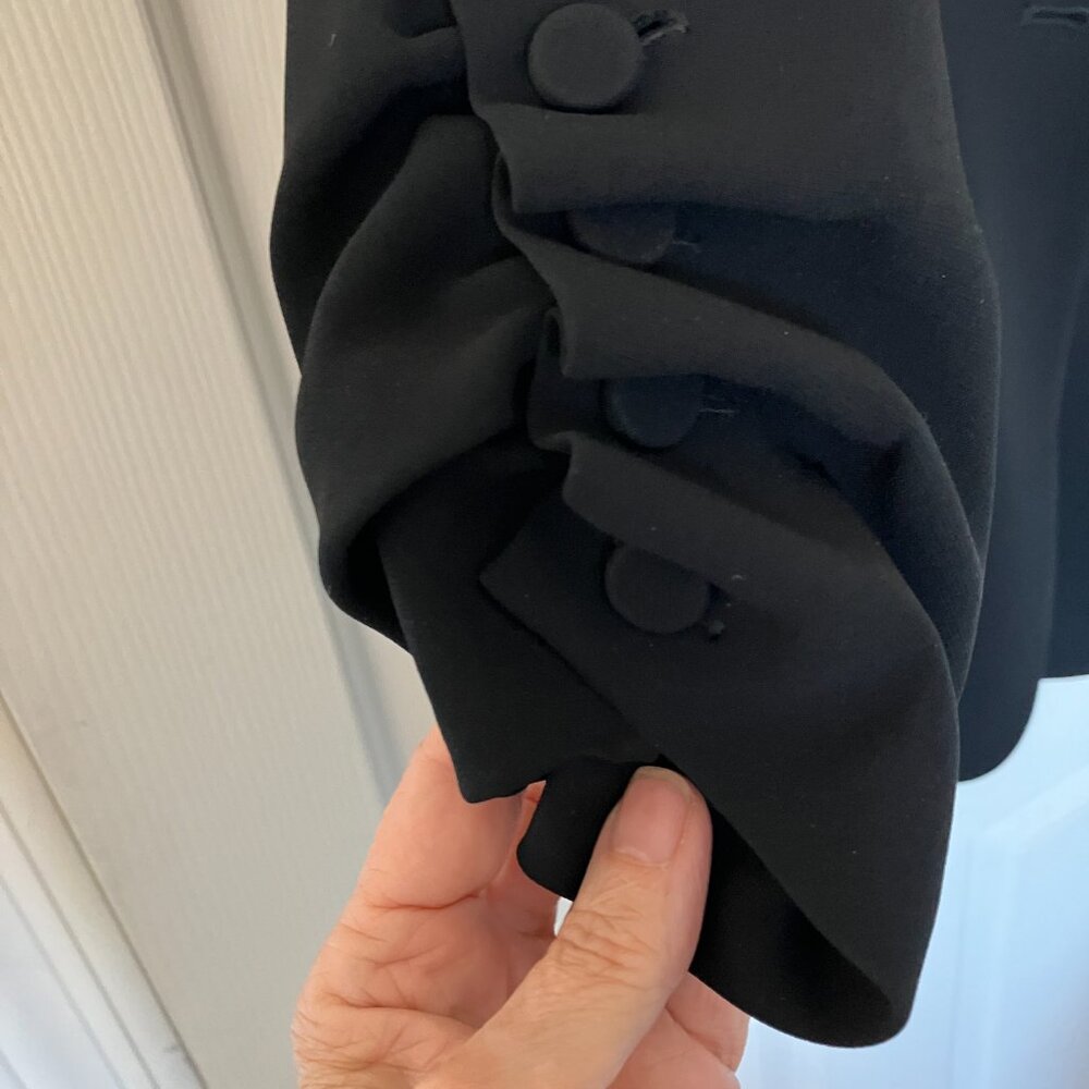 Cinq A Sept Khloe Blazer Womens 8 Black Ruched Sleeve One Button NWOT - Picture 10 of 11